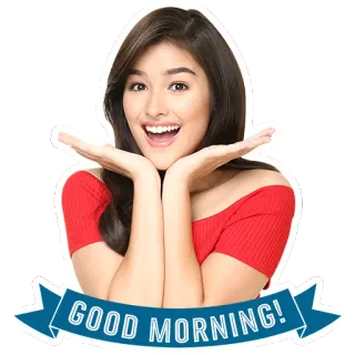 ☺️ 8d7301fc GOOD MORNING! 早上好, 问候, 人, 女人, 快乐 telegram sticker