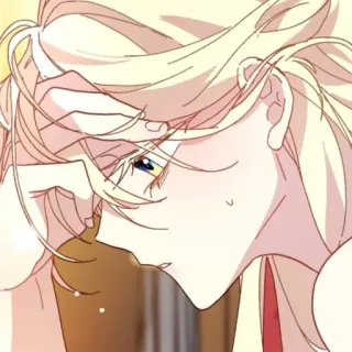 🪞 1b93ab1d อนิเมะ, เศร้า, ผมบลอนด์, กำลังคิด, กังวล, อารมณ์ telegram sticker