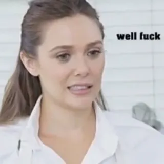 🧋 23c4eb22 well fuck เอลิซาเบธ โอลเซ่น, มีม, ตลก, สีหน้า, ตกใจ telegram sticker