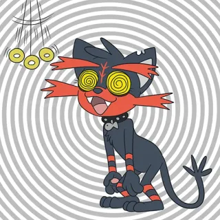 😵 290c6786 Litten Pokemon Litten, Pokemon, cat, hypnotized, spiral, cartoon telegram sticker