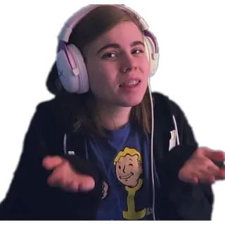🤔 13e4a149 人, ヘッドホン, 女性, ビデオゲーム, fallout, vault boy telegram sticker