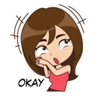👍 50d58446 OKAY kreskówka, dziewczyna, okej, wyraz telegram sticker