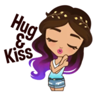 🤗 93d04ace Hug & Kiss Kreskówka, Pocałunek, Uścisk, Miłość, Dziewczyna, Słodkie, Uczucie telegram sticker
