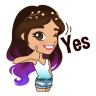 👍 b6c0369f Yes kreskówka, kobieta, tak, zgoda, kciuk w górę, pozytywny, akceptacja telegram sticker