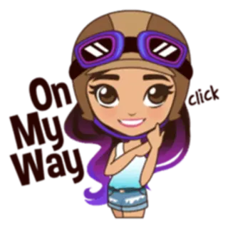 🛵 c2b369e5 On my way! dziewczyna, kask, fioletowe włosy, słodki, kreskówka, podróż telegram sticker