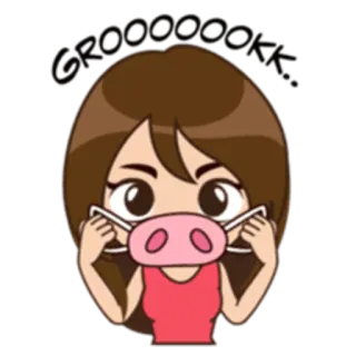 🐽 d815a9bd Oink oink świnia, maska, kreskówka, zwierzę, chrum, słodki telegram sticker