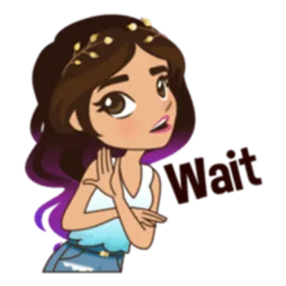 ✋ f784a045 Wait dziewczyna, czekanie, czekać, kreskówka, kobieta telegram sticker
