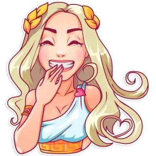 😂 61066c7b donna, cartone animato, adesivo, dea, bionda, che ride telegram sticker