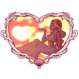 💛 832a2fa8 donna, bacio, cuore, amore, conchiglia, dea telegram sticker