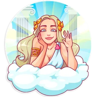 👋 892963bd Dea greca, Mitologia, Nuvole, Cartone animato, Donna, Classico, Personaggio telegram sticker
