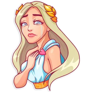 😢 b873ba25 donna, piangere, triste, bionda, cartone animato, greco, toga telegram sticker