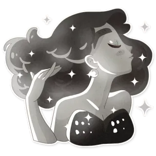 💁‍♀️ 57bec395 woman, girl, stars, glitter, sparkle, portrait, black and white, elegant telegram sticker
