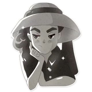 😒 5879df13 woman, hat, pouting, cartoon, illustration, portrait telegram sticker