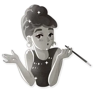 🤷‍♀️ 88b7e82f woman, cigarette holder, vintage, glamour, retro, drawing telegram sticker