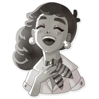 😂 9622b34b cartoon, woman, happy, grayscale, smiling telegram sticker