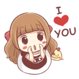 💗 3124f7f0 I LOVE YOU cinta, hati, imut, kartun, gadis, kasih sayang whatsapp sticker