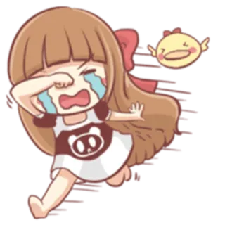 😭 a4dca163 menangis, kartun, anime, berlari, imut, gadis, kawaii whatsapp sticker