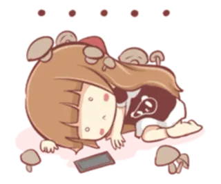 😐 f2fefd1e imut, kelelahan, tidur, anime, jamur, kartun whatsapp sticker
