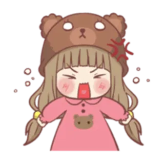 😡 055cfb38 anime, bravo, fofo, menina, urso, ilustração, desenho animado telegram sticker