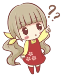 ❓ 1212c169 garota anime, ponto de interrogação, fofo, desenho animado, pensando, ilustração telegram sticker