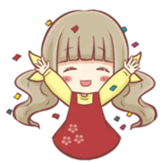 🎉 1219eeee kawaii, menina, fofo, celebração, confetes, desenho animado telegram sticker