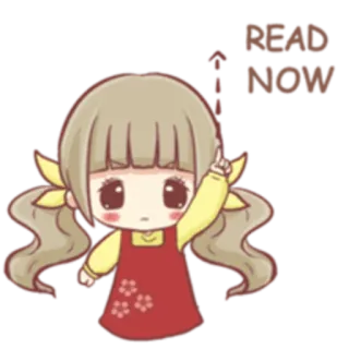 ☝ 546f06f8 READ NOW! desenho animado, menina, chibi, lendo, educação, livro telegram sticker