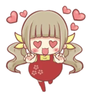 😍 55139a69 corações, amor, fofo, desenho animado, menina, carinhoso telegram sticker