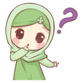 ❓ 6dfc58c0 menina, hijab, pergunta, desenho animado, fofo, muçulmano telegram sticker