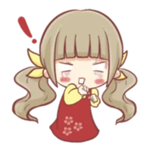 😱 954c3403 menina, ponto de exclamação, irritada, fofa, adesivo, desenho animado telegram sticker