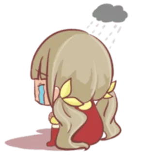 😭 a9dab04b triste, chorando, chuva, nuvem, menina, lágrimas, chateado telegram sticker