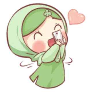 😄 ae867ef9 Hijab, Muçulmana, Menina, Desenho animado, Fofo, Telefone, Coração, Kawaii telegram sticker