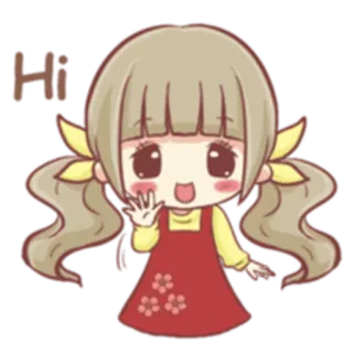 👋 bd0b5597 Hi oi, saudação, fofo, menina, desenho animado, aceno, amigável telegram sticker