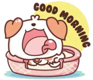 ☀ 449a6074 GOOD MORNING собака, щенок, милый, доброе утро, животное, питомец, мультфильм, кавай telegram sticker