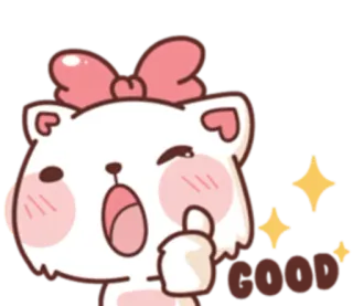 👍 e39a3a84 awesome кот, милый, крутой, стикер, розовый, бант, подмигивание telegram sticker