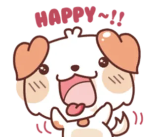 😃 f86ea301 Happy!! собака, щенок, счастливый, мультфильм, милый telegram sticker