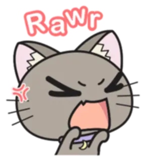 😠 f7381449 Rawr kot, zły, rawr, zwierzę, kreskówka, słodki telegram sticker