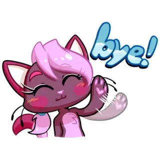 👋 eb64f22b bye! 고양이, 동물, 만화, 안녕, 손 흔들기, 작별 telegram sticker