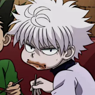 ⚽️ 388338c1 Killua Hunter x Hunter アニメ, キルア, HUNTER×HUNTER, キャラクター, 食事 telegram sticker
