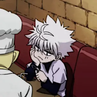 ⚽️ 9b0efc06 Killua Hunter x Hunter アニメ, キルア, HUNTER×HUNTER, キャラクター, 食事, 退屈 telegram sticker