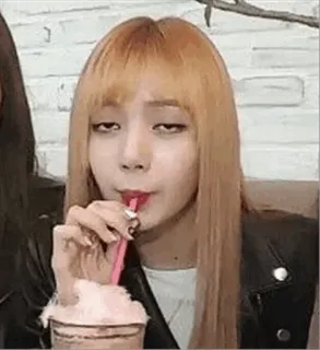 ✨ 0ff76b82 woman, drinking, beverage, straw, blonde, coffee, portrait telegram sticker