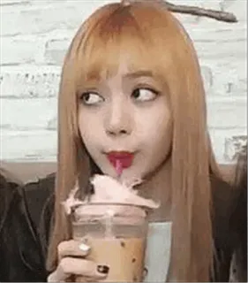 ✨ 7a860c5b Lisa kpop, woman, drinking, asian, singer, idol, celebrity telegram sticker