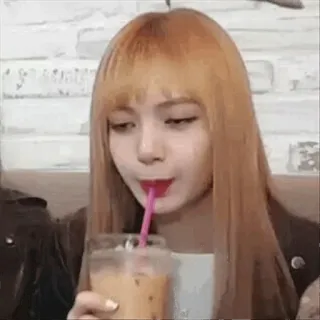 ✨ 9e1afc37 woman, drinking, iced coffee, portrait, food, beverage telegram sticker