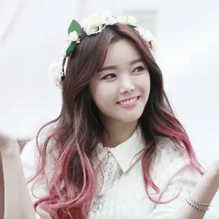 🌷 6af441c9 mulher, retrato, menina, coroa de flores, sorrindo, coreana, asiática, pessoa whatsapp sticker