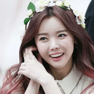 🌷 bb3238fc mulher, pessoa, retrato, coroa de flores, beleza, sorriso, asiática, coreana whatsapp sticker