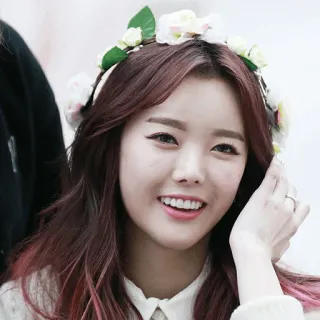 🍥 beec59a0 mulher, coroa de flores, retrato, sorrindo, pessoa, feminino, coreana whatsapp sticker