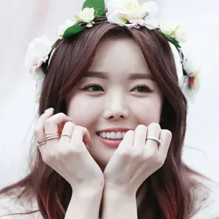 🍧 ca78006d mulher, retrato, coroa de flores, sorrindo, pessoa, beleza whatsapp sticker