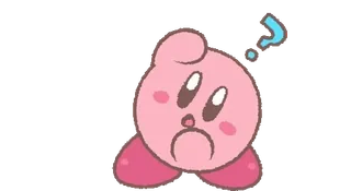 🤔 2aa3cb85 Kirby kirby, nintendo, personnage, rose, question, confus whatsapp sticker