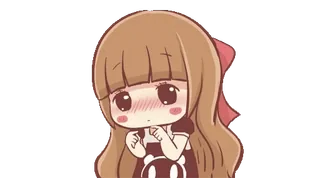 🥺 ff5efea8 fille anime, mignon, rougissant, dessin animé, kawaii, fille, ruban, panda whatsapp sticker