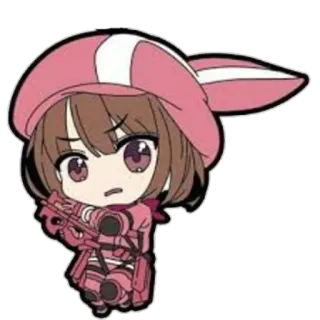 😯 85e89581 Anime, Chibi, Personaggio, Rosa, Pistola, Cecchino, Carino telegram sticker