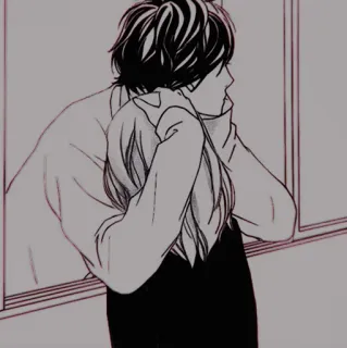 🩺 1853f0f1 anime, romance, couple, hugging, black and white telegram sticker